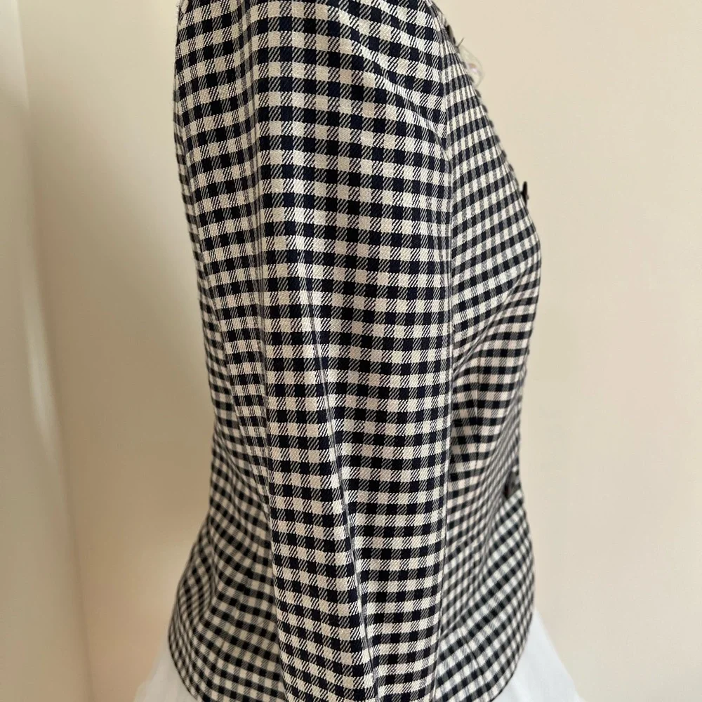Vintage 1980-90s Navy Houndstooth Christian Dior Blazer